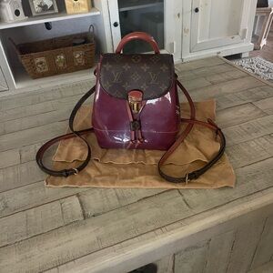 Louis Vuitton Hot Springs Vernis Patent Leather + Monogram Backpack Vieux Rose